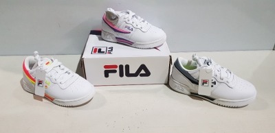 20 PIECE BRAND NEW MIXED FILA KIDS SHOE LOT CONTAINING ORIGINAL FITNESS TRAINERS IN VARIOUS DETAIL COLOURS AND SIZES