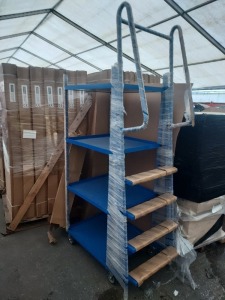 1X NEW WAREHOUSE 4 STEP TROLLEY 1000 X 680 X 1800MM WITH 4 LOADING PLATFORMS 800 x 67CM