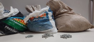 60,000+ BRAND NEW LOT CONTAINING PHILLIPS HEAD STAINLESS STEEL SCREW 5MM , BINDING HEAD STAINLESS STEEL SCREW 2.5CM IN 3 BAGS