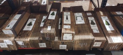 10 PIECE MIXED CHRISTMAS TREE LOT CONTAINING 1.8 M ROCKY MOUNTAIN PINE TREE / 1.8 M ASPEN FIR TREE / 2 M SNOW TIPPED PENCIL PINE / 1.8 M PRE-LIT OREGON PINE / 1.5 M GLENSHEE SPRUCE TREE / 1.5 M FIBRE OPTIC TREE - ETC ( PLEASE NOTE THESE ARE CUSTOMER RET