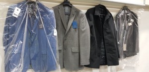 5 X BRAND NEW MIXED SUIT JACKET/BLAZER LOT CONTAINING BEN SHERMAN IN BLUE £105 - RACING GREEN IN BLACK £103 - KENNETH COAL IN CHARCOAL £230 - ETC - ALL IN SIZE 30