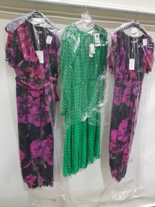 3 X BRAND NEW MIXED CLOTHING LOT TO INCLUDE - L.K.BENNETT PARTY DRESS SIZE UK 18 RRP-£250 - 2X GINNA BACCONI PARTY DRESSES SIZE 10 RRP-£220