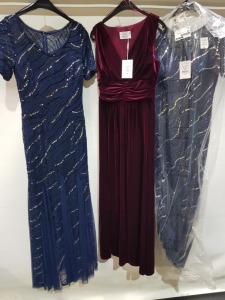 3 X BRAND NEW MIXED DRESS LOT CONTAINING 1X GINA BACCONI PARTY DRESS SIZE 12 £200 - 2X GINA BACCONI PARTY DRESSES IN NAVY SIZE 10 £380 PP