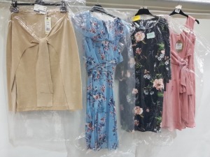 9 X BRAND NEW MIXED CLOTHING LOT CONTAINING CHESKA TROUSERS SIZE 1 £85 - JOLIE MOI LACE DRESS SIZE 12 £59 - HELEN MCALIDEN BROWN SKIRT RRP £165 .00 ETC