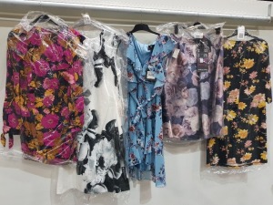 10 X BRAND NEW MIXED CLOTHING LOT CONTAINING DOROTHY PERKINS LUXE DRESSES SIZE UK 12 £60 - BETTY BARCLAY FLORAL PRINT DRESS SIZE UK 22 £120 - ARIELLA FLORAL PRINT DRESS SIZE UK 10 £129 - ETC