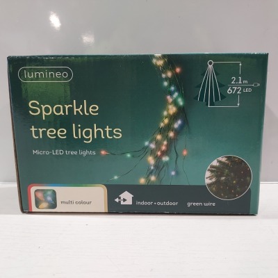 43 PIECE LOT CONTAINING LUMINEO 2.1M 672 LED SPARKLE TREE MULTI-COLOUR LIGHTS