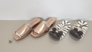 ASSORTED AVON LOT APROX 40 PIECES OF KOALA SLIPPERS AND DOLCIS METALLIC SLIPPERS - IN 5 BOXES