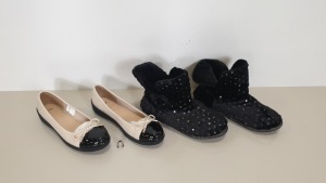 ASSORTED AVON LOT INCLUDING 10 X BRAND NEW SEQUIN FAUX FUR SLIPPER BOOT AND 12 X BRAND NEW ESMEE WALK AND SCULPT BEIGE SHOES, SIZE 6 - IN 4 BOXES