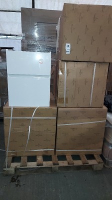 4 X BRAND NEW VILLEROY AND BOCH WALL MOUNTED 2 DRAWER GLOSS WHITE VANITY UNIT ( NO SINK OR TAPS ) (W 47 CM X D 41 CM X H 62 CM )