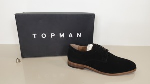 5 X BRAND NEW TOPMAN BLACK FENN DERBY SUEDE SHOES, IN SIZES 7 & 8