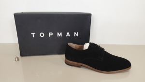 5 X BRAND NEW TOPMAN BLACK FENN DERBY SUEDE SHOES, IN SIZES 9 &10