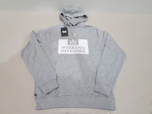 8 X BRAND NEW WEEKEND OFFENDER CLASSIC HOODIES IN GREY SIZES S-M-L-XL-XXL - RRP-£560