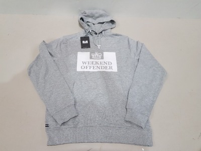 8 X BRAND NEW WEEKEND OFFENDER CLASSIC HOODIES IN GREY SIZES S-M-L-XL-XXL - RRP-£560