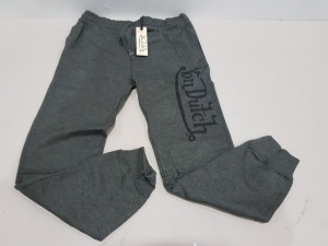 18 X BRAND NEW VON DUTCH FLEECE JOGGERS IN GREY SIZES -S-M-L-XL-XXL - RRP£49.99 EACH