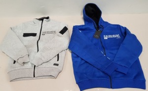 14 X BRAND NEW DISSIDENT FULL ZIP FLEECE LINED HOODIE IN BLUE AND JACKET IN GREY SIZES M-L-XL-XXL