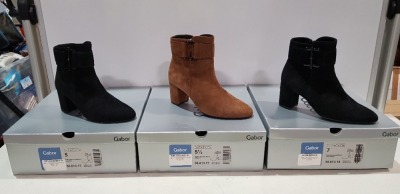 4 X BRAND NEW MIXED GABOR BOOT LOT CONTAINING - 3X GABOR HIGH ANKLE BOOTS IN SIZES 5-7 £115 - 1X GABOR LEATHER ANKLE BOOTS SIZE 7.5 - £85