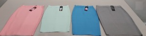 50 PIECE BRAND NEW LOT CONTAINING MIXED SIZES AND COLOURS OF BGDK BANDAGE SKIRTS IN WHITE , BLUE , MINTE , PINK , LIGHT GREY , NAVY YELLOW SIZES RANGE FROM XS TO XXL IN ONE BOX