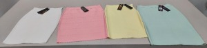 50 PIECE BRAND NEW LOT CONTAINING MIXED SIZES AND COLOURS OF BGDK BANDAGE SKIRTS IN WHITE , BLUE , MINTE , PINK , LIGHT GREY , NAVY YELLOW SIZES RANGE FROM XS TO XXL IN ONE BOX