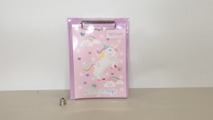 60 X BRAND NEW MINI ' BELIEVE IN MAGIC' UNICORN CLIPBOARD AND NOTEPAD - IN 5 BOXES