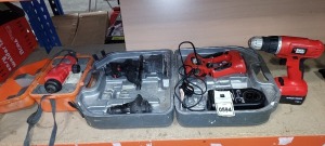 3 PIECE MIXED LOT CONTAINING 1 X BLACK AND DECKER MULTI TOOL QUATTRO (KC200F ) TO INCLUDE SANDER / JIGSAW AND DRILL ATTACHMENT / WITH CHARGER NO BATTERY AND 1 X CORDELESS BLACK AND DECKER DRILL ( EPC12) WITH BATTERY NO CHARGER AND 1 X PENTAX SURVEY (P00