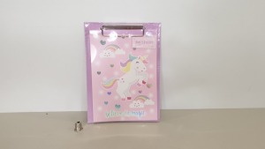 60 X BRAND NEW MINI ' BELIEVE IN MAGIC' UNICORN CLIPBOARD AND NOTEPAD - IN 5 BOXES
