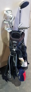 1 X GALLAWAY GOLF BAG TO INCLUDE 12 X VARIOUS SIZE GOLF CLUBS ( MIZUNO MP 53 / FITLEIST MONTEREY 15 / FITLEIST 58 / RBZ 9.5 )