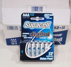 48 X BRAND NEW PACK OF 12 SUPACELL DIGITAL ( TRIPLE AAA ) LR03 ULTRA HIGH POWER ALKALINE BATTERIES - IN 4 BOXES