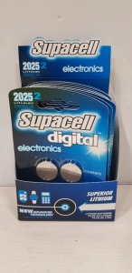 168 X BRAND NEW PACKS OF 2 SUPACELL DIGITAL ELECTRONICS LITHIUM SUPERIOR LITHIUM ( CR2025 ) - IN 1 BOX AND SOME LOOSE