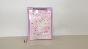 60 X BRAND NEW MINI ' BELIEVE IN MAGIC' UNICORN CLIPBOARD AND NOTEPAD - IN 5 BOXES