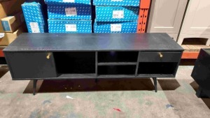 1 X BARCELONA TV UNIT 150 IN BLACK AND COPPER 157 X 47 X 35 CM ( PLEASE NOTE THIS IS CUSTOMER RETURNS )