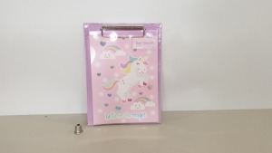 60 X BRAND NEW MINI ' BELIEVE IN MAGIC' UNICORN CLIPBOARD AND NOTEPAD - IN 5 BOXES