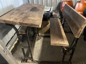 7 MISC ITEMS OF FURNITURE / APPLIANCES IE. ANTIQUE STYLE WRITING DESK, ADEX & UNBRANDED MICROWAVES, 4 X TAN LEATHER LOOK CHAIRS **COLLECTION FROM CROYDON BY 8TH DECEMBER 2023 - NO PACKAGING SERVICE AVAILABLE**