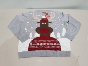 15 X PIECE BRAND NEW SNOW SCENE RUDOLPH CHRISMAS JUMPER'S SIZE'S 6 X S 6 X L 3 X XL RRP £29.99 EACH TOTAL £449.85