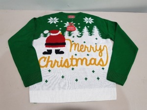 9 X PIECE BRAND NEW SANTA IN THE SNOW NOVELTY MERRY CHRISTMAS UNISEX JUMPER'S SIZE'S 3 S , 4 L , 2 XL RRP £26.99 EACH TOTAL £269.91