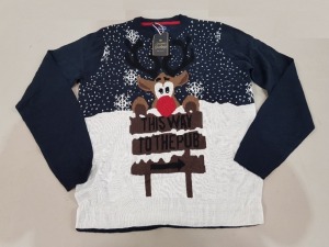 12 X THIS WAY TO THE PUB REINDEER CHRISTMAS JUMPERS SIZES 5X SMALL, 6X MEDIUM, 1X XLRG