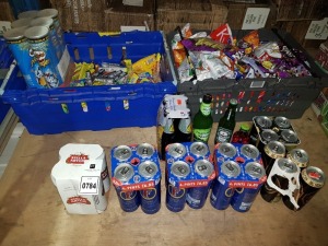 200 + PIECE MIXED LOT CONTAINING 500 ML FOSTERS / STELLA ARTOIS / 440 ML STRONGBOW ORIGINAL / COBRA ZERO BEER 330 ML / VARIOUS CRISP TO INCLUDE PRINGLES / WALKERS / AND NIK NAKS / VARIOUS SWEETS TO INLCUDE REFRESHERS / HALLS / TREBOT / CARAMEL POPCORN ET