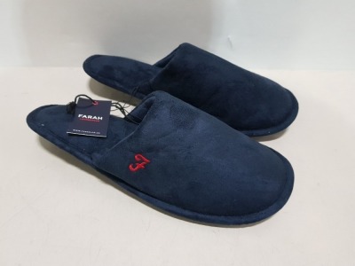 9 X BRAND NEW FARAH SLIP ON SLIPPERS IN NAVY SIZE'S UK 7/8 9/10 11/12 RRP £29.99 TOTAL £ 269.91