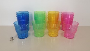 80 X 20 PACK OF BRAND NEW PLASWARE RAINBOW HARD PLASTIC CUPS (ASSORTED COLOUR)(1600 PIECES) - IN 2 BOXES