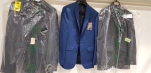 5 X BRAND NEW MIXED SUIT JACKET LOT CONTAINING 4X HOWICK TAILORED SUIT JACKETS IN BLUE £140 - 1X SIMON CARTER IN BLUE £195 ALL SIZE 36