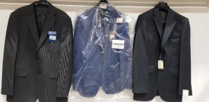 5 X BRAND NEW MIXED SUIT JACKET LOT CONTAINING SIMON CARTER IN BLUE SIZE 36 £195 - HOWICK IN CHARCOAL SIZE 36 £199 -ASTON AND GUNN IN BLACK SIZE 42 £90 ETC