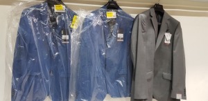 5 X BRAND NEW MIXED SUIT JACKET LOT CONTAINING TURNER AND SANDERSON IN BLACK SIZE 38 £180 - CHESTER BARRIE IN NAVY SIZE 38 £240 - BEN SHERMAN IN BLUE SIZE 38 £105 ETC