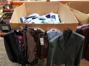 400+ BRAND NEW MIXED SCHOOL WEAR LOT CONTAINING BOYS PACK'S OF TWO SHORT SLEEVE SHIRTS IN BLUE SIZE 35 , 34 , REVER COLLAR GIRLS SLEEVE BLOUSE IN BLUE SIZE 30 , BROWN GIRL'S SKIRT SIZE 30 , BOYS SCHOOL COAT IN NAVY BLUE SIZE 34 , KIDS BLAZER'S IN GREY SIZ