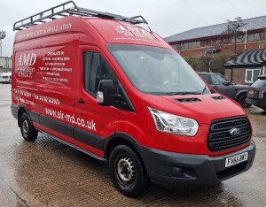 RED FORD TRANSIT 350 LWB DIESEL PANEL VAN 2198CC REGISTRATION: FV66BWY MILEAGE:125,192 MILES FIRST REGISTERED 9/11/2016 2 KEYS WITH V5 MOT EXPIRED 18/12/2023 WITH ROOF RACK & ACCESS LADDER