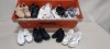 30 X PAIRS OF MIXED ADULT BOOT'S CONTAINING SOVIET BUX VAMP BOOTS IN WHITE/NAVY SIZE 11 , WIDE FIT LACE UP TRAINER'S WHITE/RED SIZE , 6 , FABRIC IN BLACK SIZE 2/34 , SPORTY BALLERINA IN NAVY SIZE 7 ETC IN A BIG TRAY (TRAY NOT INCLUDED).