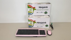42 X BRAND NEW NINJA INK TOP GRADE TONER CARTRIDGES AND 18 X PINK KEYBOARD AND MOUSE