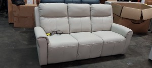 1 X RUSSO 3 SEATER ELECTRIC LEATHER LOOK SOFA IN STONE PLEASE NOTE CUSTOMER RETURNS