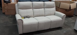 1 X RUSSO 3 SEATER ELECTRIC LEATHER LOOK SOFA IN STONE PLEASE NOTE CUSTOMER RETURNS