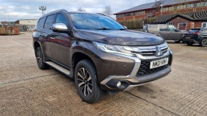 BRONZE MITSUBISHI SHOGUN SPORT D-D 4 AUTO (DIESEL), REG NO: NM21 KMV, ENGINE SIZE: 2442CC, 1ST REGISTERED: 22/04/2021 2 KEYS, WITH V5, MOT NOT REQUIRED UNTIL APRIL 2024, MILEAGE: 38,364, CLIMATE CONTROL, CRUISE CONTROL, FULL LEATHER SEATS, HEATED FRONT S