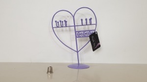 240 X BRAND NEW HEART SHAPED JEWELLERY STAND IN VARIOUS COLOURS - IN 10 BOXES