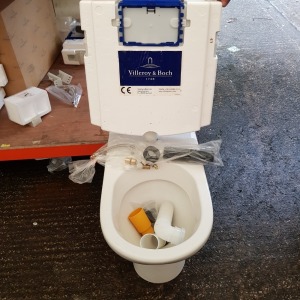 1 X BOXED VILLEROY AND BOCH FLOOR STANDING WC (4624R001) AND 1 X BOXED VILEROY AND BOCH CONCEALED CISTERN VICONNECT 2.0 ( 92093300) - BOX IS WATER DAMAGED